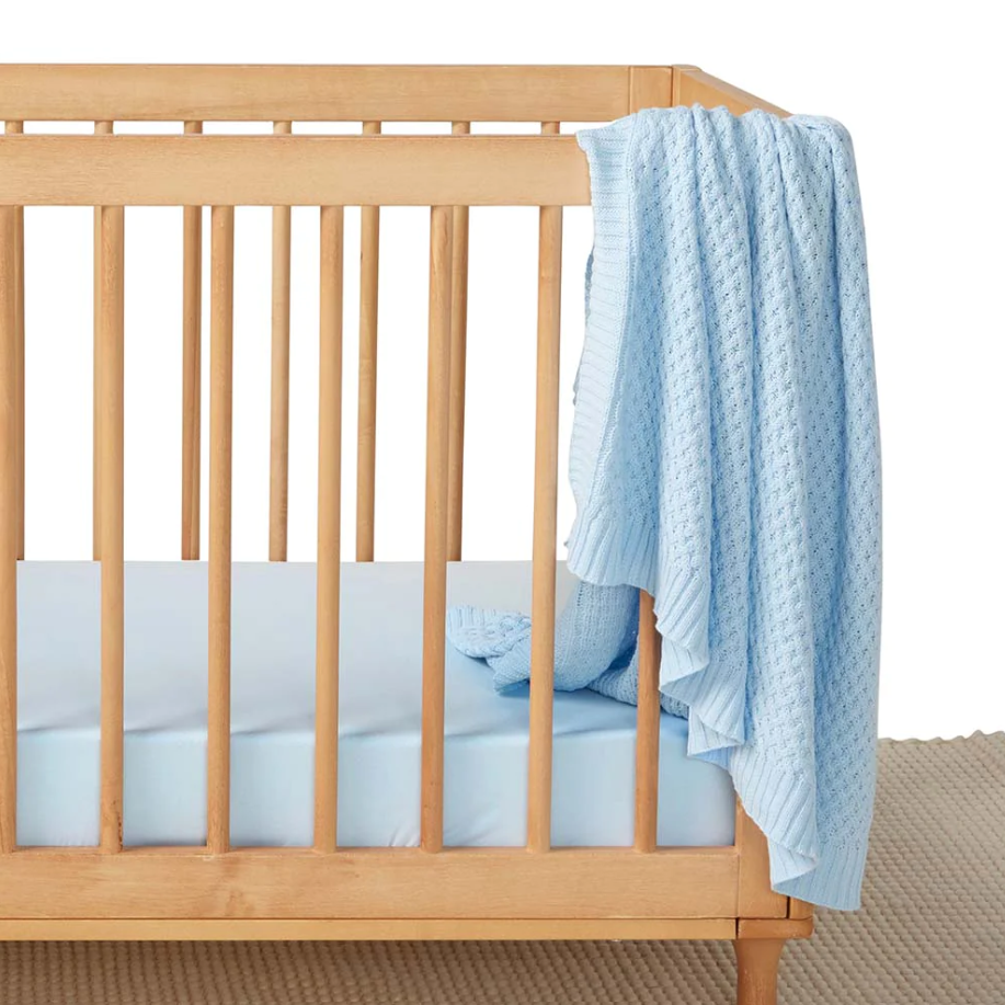 Snuggle Hunny Kids Snuggle Hunny Diamond Knit Organic Baby Blanket Baby Blue