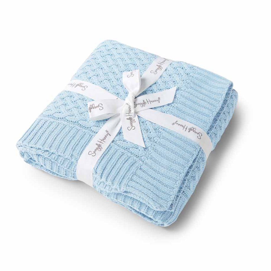 Snuggle Hunny Kids Snuggle Hunny Diamond Knit Organic Baby Blanket Baby Blue