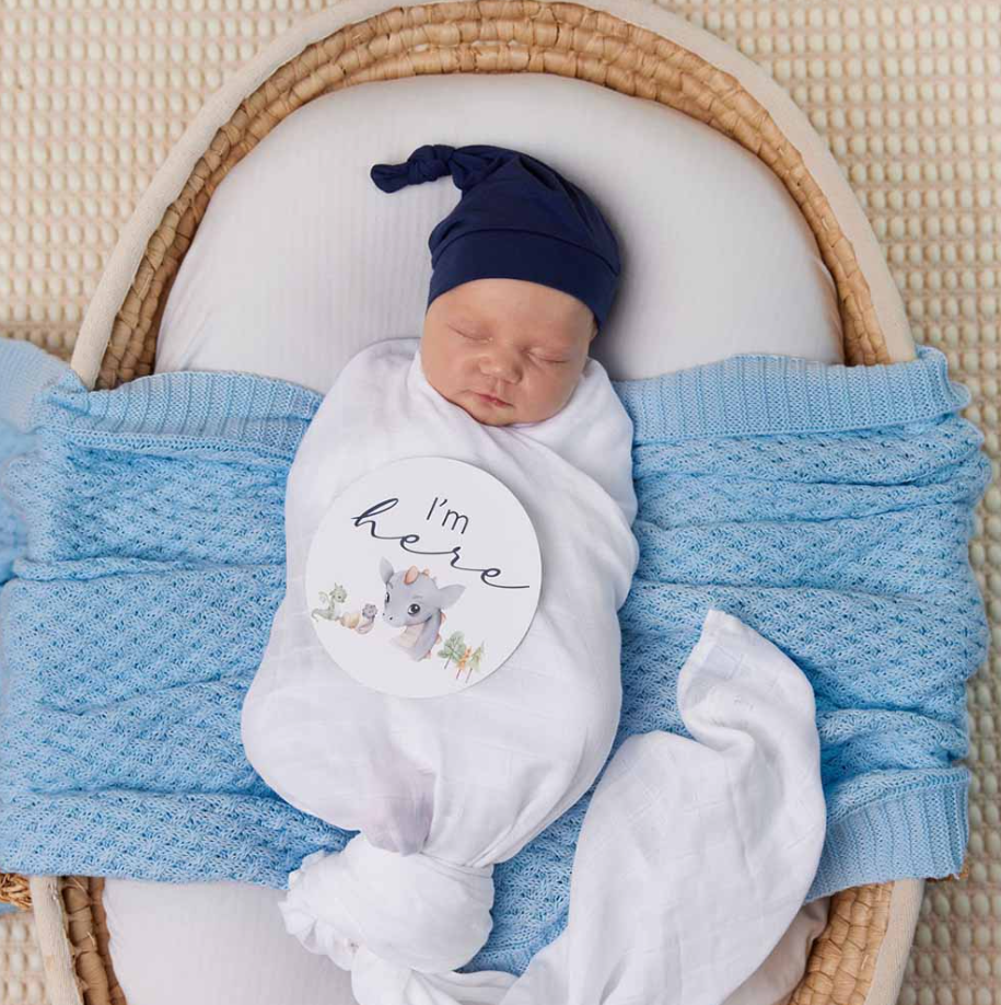 Snuggle Hunny Kids Snuggle Hunny Diamond Knit Organic Baby Blanket Baby Blue