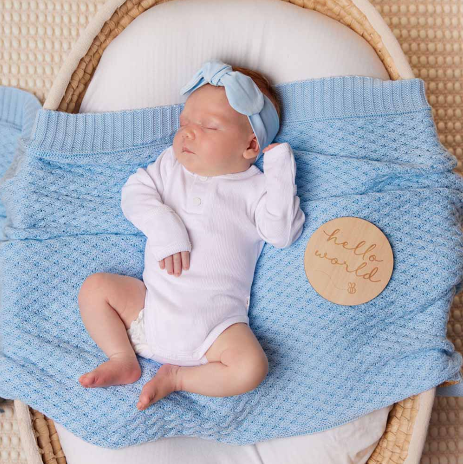 Snuggle Hunny Kids Snuggle Hunny Diamond Knit Organic Baby Blanket Baby Blue