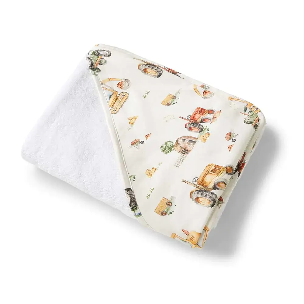 Snuggle Hunny Kids Snuggle Hunny Organic Hooded Baby Towel Diggers & Tractors