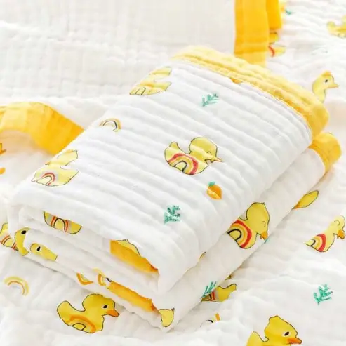 Bub2Kids Bub2Kids 6 Layer Muslin Blanket 100% Organic Cotton - Yellow Duck