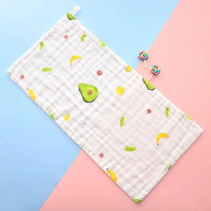 Bub2Kids Bub2Kids Pack of 3 pcs Printed 6 Layer Muslin Burp Cloths - Avocado & Banana