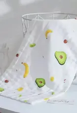 Bub2Kids Bub2Kids Pack of 3 pcs Printed 6 Layer Muslin Burp Cloths - Avocado & Banana