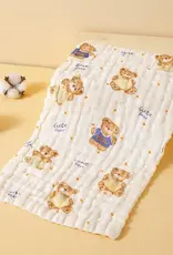 Bub2Kids Bub2Kids Pack of 3 pcs Printed 6 Layer Muslin Burp Cloths - Cute Bear
