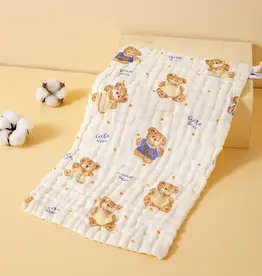 Bub2Kids Bub2Kids Pack of 3 pcs Printed 6 Layer Muslin Burp Cloths - Cute Bear