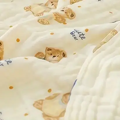 Bub2Kids Bub2Kids Pack of 3 pcs Printed 6 Layer Muslin Burp Cloths - Cute Bear