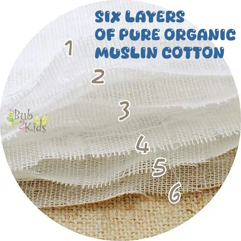 Bub2Kids Bub2Kids Pack of 3 pcs Printed 6 Layer Muslin Burp Cloths - Cute Bear