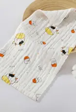 Bub2Kids Bub2Kids Pack of 3 pcs Printed 6 Layer Muslin Burp Cloths - Cow & Milk Bottle