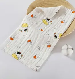 Bub2Kids Bub2Kids Pack of 3 pcs Printed 6 Layer Muslin Burp Cloths - Cow & Milk Bottle
