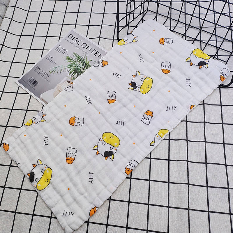 Bub2Kids Bub2Kids Pack of 3 pcs Printed 6 Layer Muslin Burp Cloths - Cow & Milk Bottle