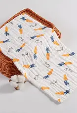 Bub2Kids Bub2Kids Pack of 3 pcs Printed 6 Layer Muslin Burp Cloths - Carrot & Little Bunny