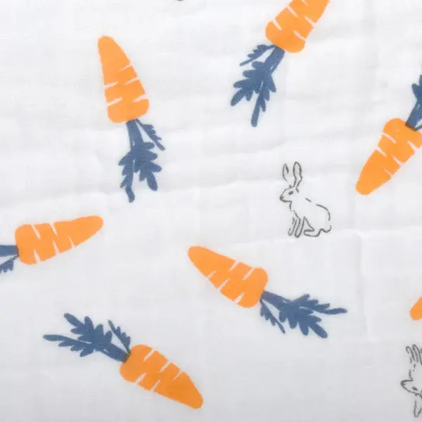 Bub2Kids Bub2Kids Pack of 3 pcs Printed 6 Layer Muslin Burp Cloths - Carrot & Little Bunny