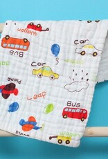 Bub2Kids Bub2Kids Pack of 3 pcs Printed 6 Layer Muslin Burp Cloths - Bus, Wagon, Car, Plane
