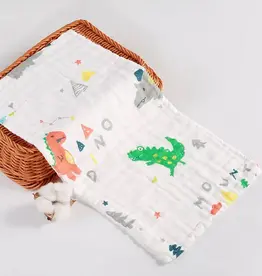 Bub2Kids Bub2Kids Pack of 3 pcs Printed 6 Layer Muslin Burp Cloths - Dinasour & Mountain