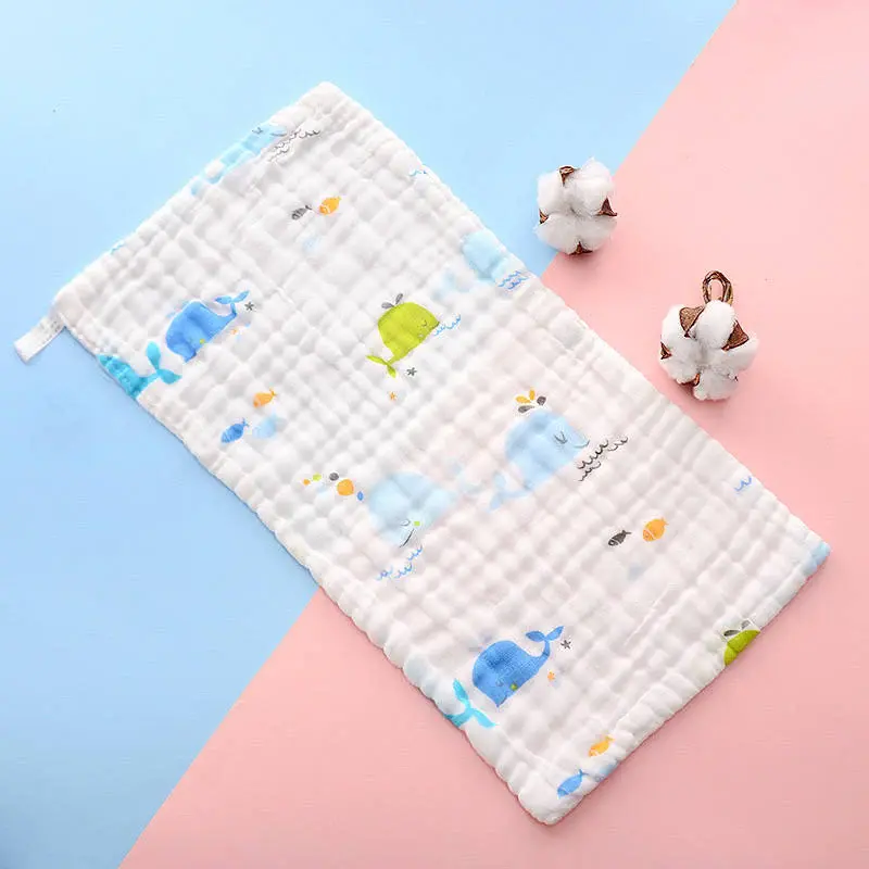 Bub2Kids Bub2Kids Pack of 3 pcs Printed 6 Layer Muslin Burp Cloths - Whale, Fishes & Ocean