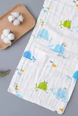 Bub2Kids Bub2Kids Pack of 3 pcs Printed 6 Layer Muslin Burp Cloths - Whale, Fishes & Ocean
