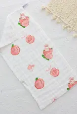 Bub2Kids Bub2Kids Pack of 3 pcs Printed 6 Layer Muslin Burp Cloths - Peach & Little Bunny