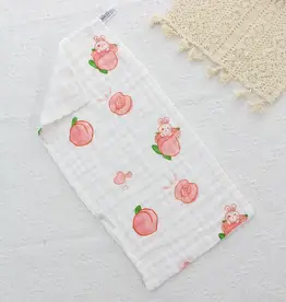 Bub2Kids Bub2Kids Pack of 3 pcs Printed 6 Layer Muslin Burp Cloths - Peach & Little Bunny