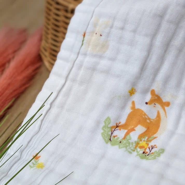 Bub2Kids Bub2Kids Pack of 3 pcs Printed 6 Layer Muslin Burp Cloths - Deer, Oh Dear!
