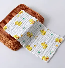Bub2Kids Bub2Kids Pack of 3 pcs Printed 6 Layer Muslin Burp Cloths - Yellow Duck