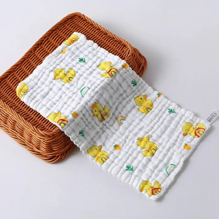 Bub2Kids Bub2Kids Pack of 3 pcs Printed 6 Layer Muslin Burp Cloths - Yellow Duck