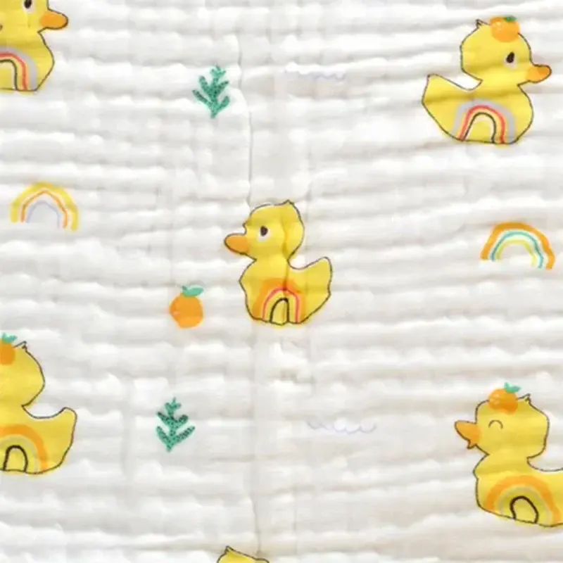 Bub2Kids Bub2Kids Pack of 3 pcs Printed 6 Layer Muslin Burp Cloths - Yellow Duck