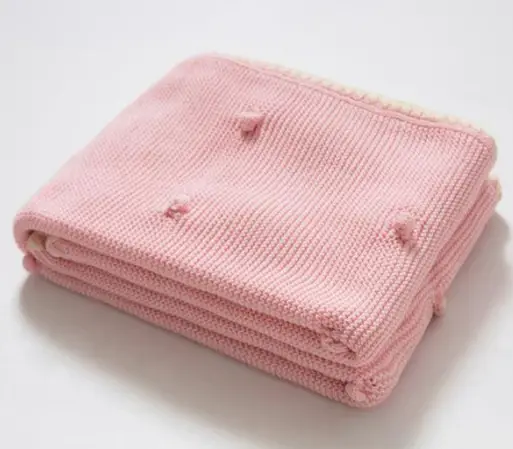Bub2Kids Bub2Kids Premium Knitted Blanket 100% Organic Cotton - 80x100 cm - Baby Pink
