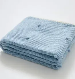 Bub2Kids Bub2Kids Premium Knitted Blanket 100% Organic Cotton - 80x100 cm - Baby Blue