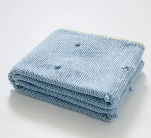 Bub2Kids Bub2Kids Premium Knitted Blanket 100% Organic Cotton - 80x100 cm - Baby Blue