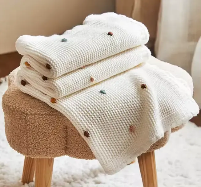 Bub2Kids Bub2Kids Premium Knitted Blanket 100% Organic Cotton - 80x100 cm - Milky White