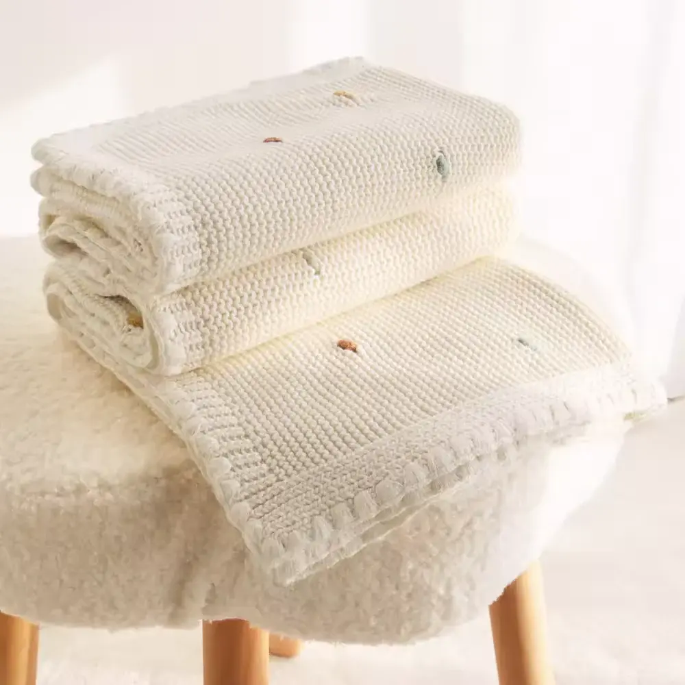 Bub2Kids Bub2Kids Premium Knitted Blanket 100% Organic Cotton - 80x100 cm - Milky White