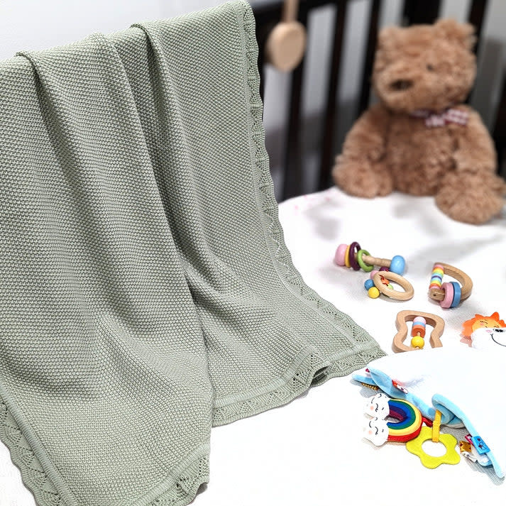 Bub2Kids Bub2Kids 100% Organic Cotton Knitted Blanket - 80x100 cm - Sage