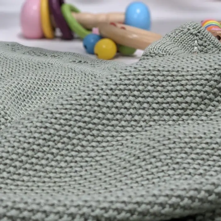 Bub2Kids Bub2Kids 100% Organic Cotton Knitted Blanket - 80x100 cm - Sage