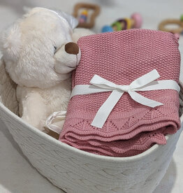 Bub2Kids Bub2Kids 100% Organic Cotton Knitted Blanket - 80x100 cm - Rose Pink