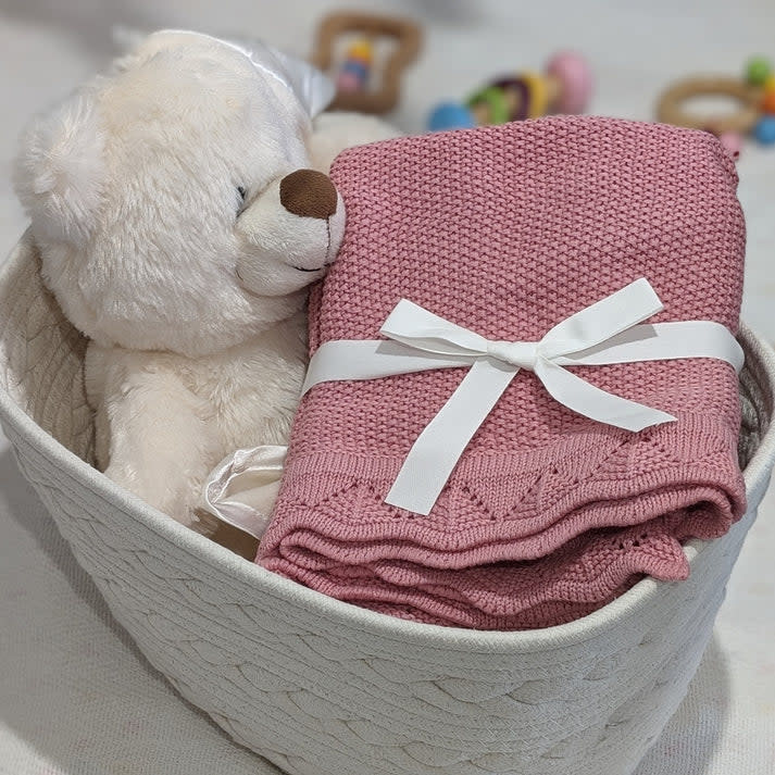 Bub2Kids Bub2Kids 100% Organic Cotton Knitted Blanket - 80x100 cm - Rose Pink
