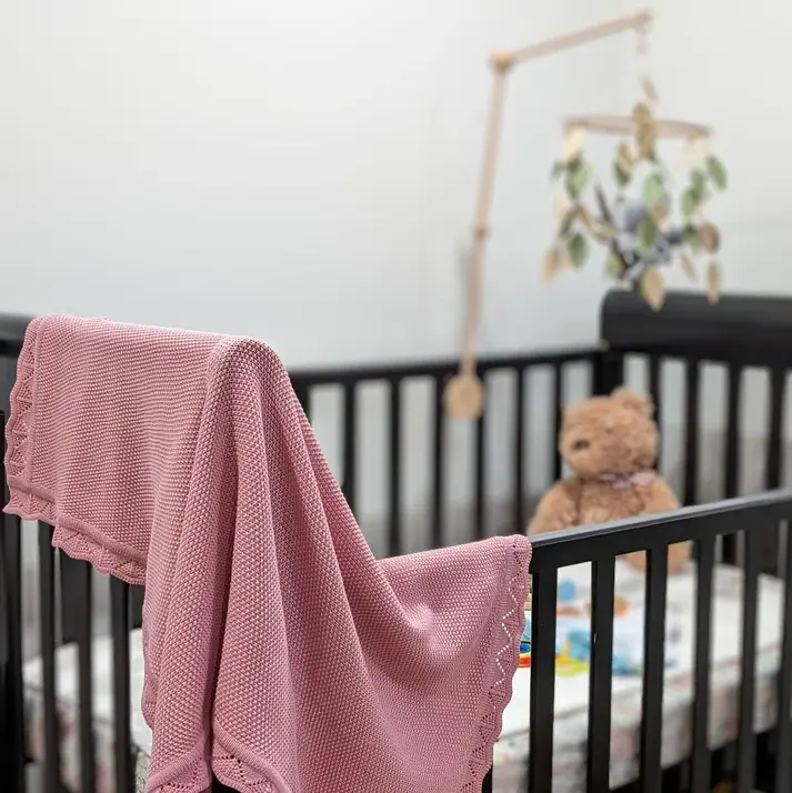 Bub2Kids Bub2Kids 100% Organic Cotton Knitted Blanket - 80x100 cm - Rose Pink