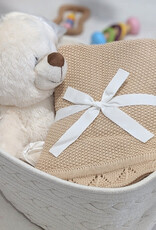 Bub2Kids Bub2Kids 100% Organic Cotton Knitted Blanket - 80x100 cm - Beige