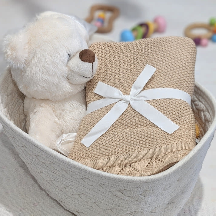 Bub2Kids Bub2Kids 100% Organic Cotton Knitted Blanket - 80x100 cm - Beige