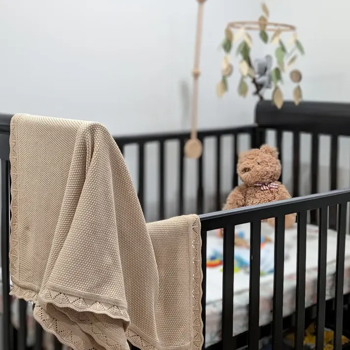 Bub2Kids Bub2Kids 100% Organic Cotton Knitted Blanket - 80x100 cm - Beige