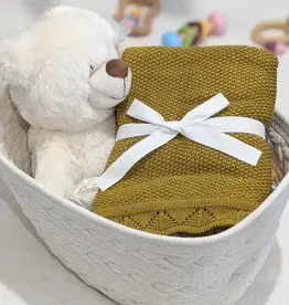 Bub2Kids Bub2Kids 100% Organic Cotton Knitted Blanket - 80x100 cm - Mustard