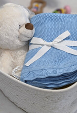 Bub2Kids Bub2Kids 100% Organic Cotton Knitted Blanket - 80x100 cm - Blue