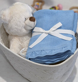 Bub2Kids Bub2Kids 100% Organic Cotton Knitted Blanket - 80x100 cm - Blue
