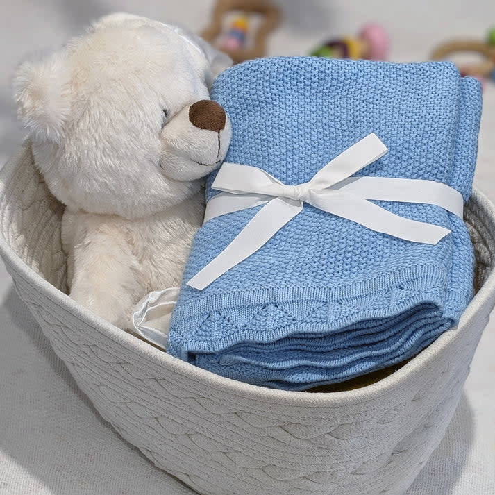 Bub2Kids Bub2Kids 100% Organic Cotton Knitted Blanket - 80x100 cm - Blue