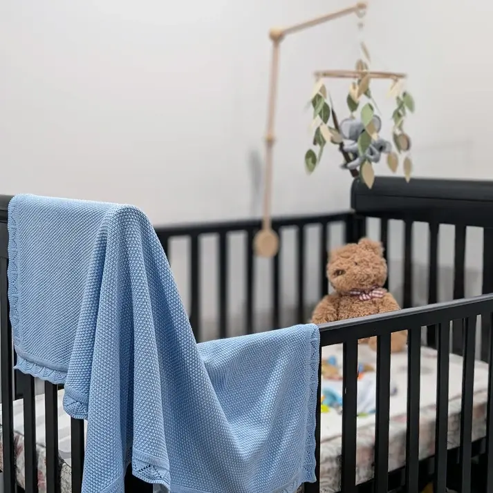 Bub2Kids Bub2Kids 100% Organic Cotton Knitted Blanket - 80x100 cm - Blue