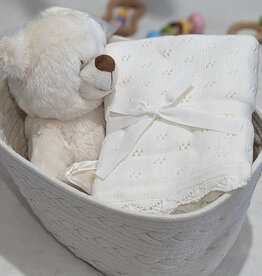 Bub2Kids Bub2Kids 100% Organic Cotton Knitted Blanket - 80x100 cm - White