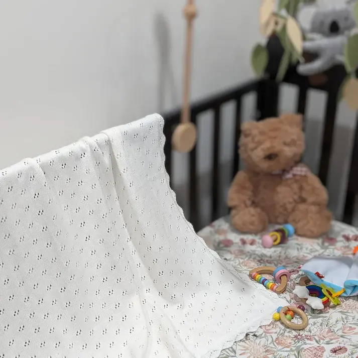 Bub2Kids Bub2Kids 100% Organic Cotton Knitted Blanket - 80x100 cm - White
