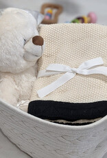 Bub2Kids Bub2Kids Off White with Black Border - 100% Organic Cotton Blanket - 80x100 cm