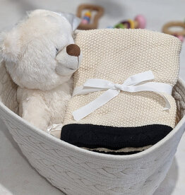 Bub2Kids Bub2Kids Off White with Black Border - 100% Organic Cotton Blanket - 80x100 cm