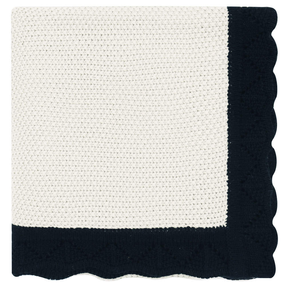 Bub2Kids Bub2Kids Off White with Black Border - 100% Organic Cotton Blanket - 80x100 cm